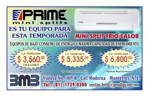 Minisplits Prime Frio/calor 1 Ton $3,560.00 + Iva Solo Equipo En ...