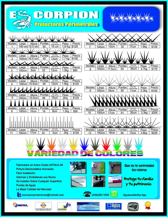 Picos Para Barda Protectores Perimetrales Puntas Puas Seguridad Perimetr En Aguascalientes Decoracion Y Jardin 151041
